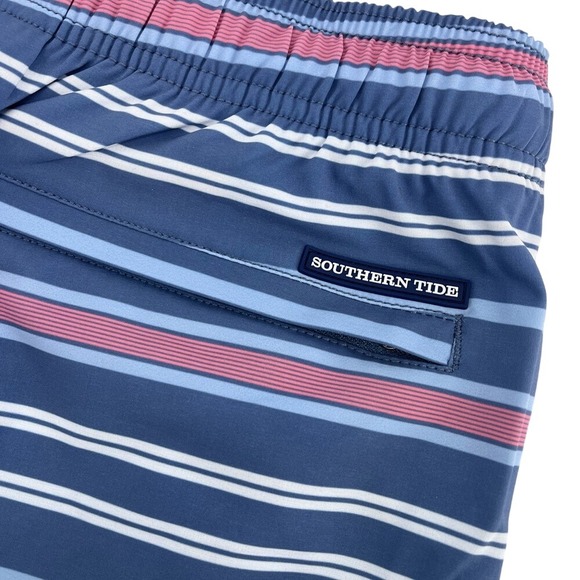 NEW SOUTHERN TIDE Men's‎ Breton Stripe Swim Trunk Coronet Blue Size Medium - Picture 9 of 10